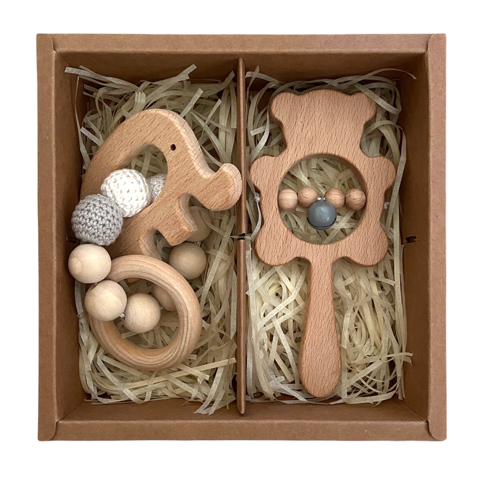 Baby wooden rattler gifts set box