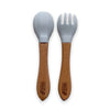 White marble wooden silicone fork and spoon